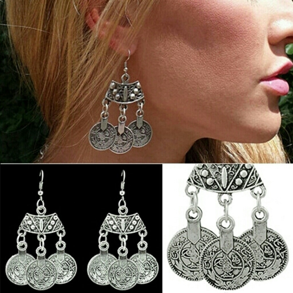 Boho coin earrings!!